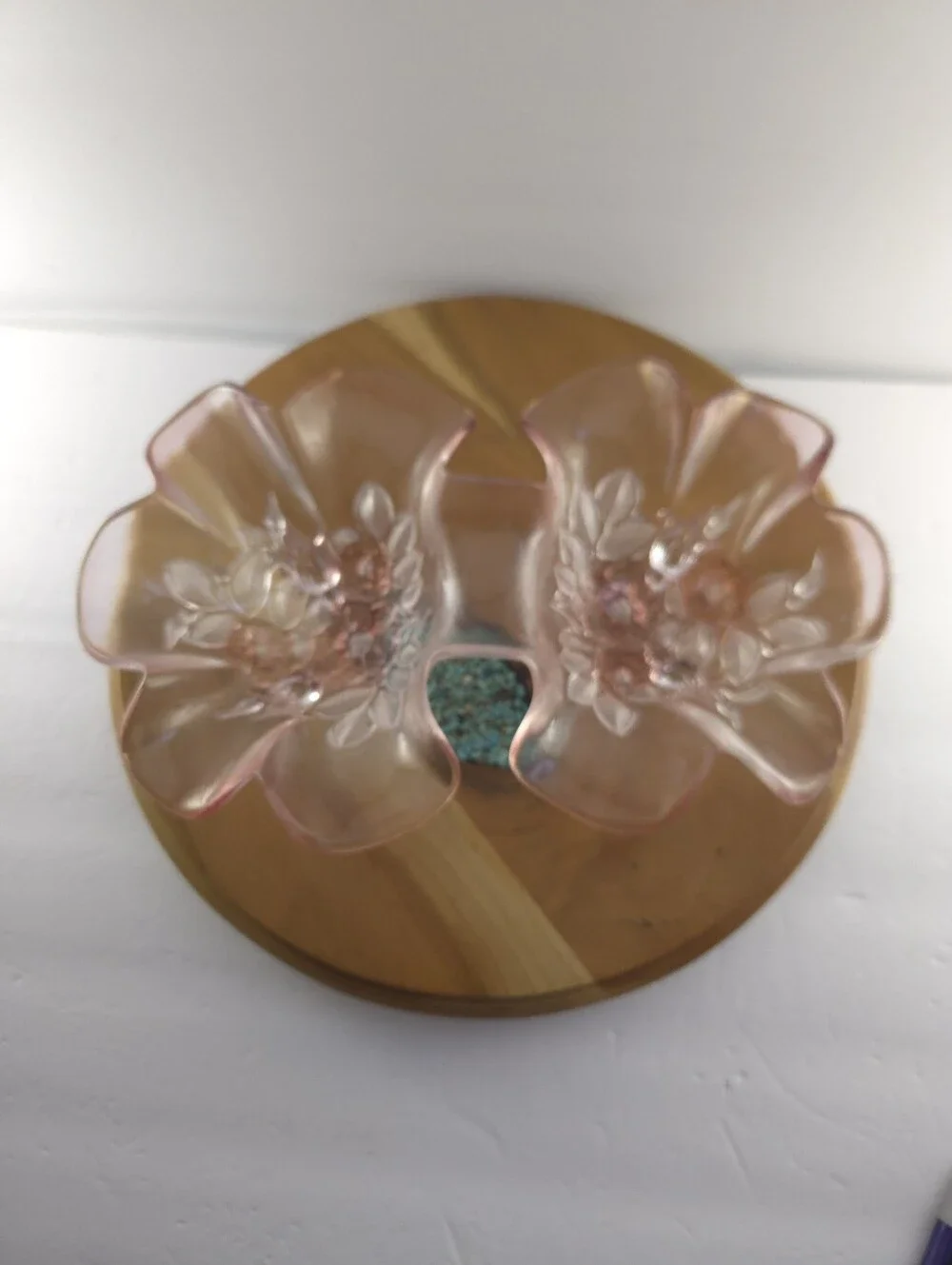 Mikasa Rosella Pink Glass Double Serving Bowl, Vintage